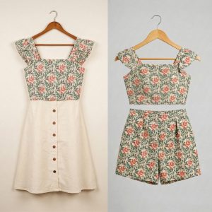 3-Piece Cotton Co-ord Set (Top, Shorts & Skirt)