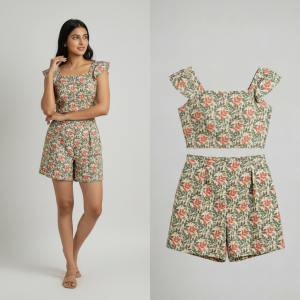3-Piece Cotton Co-ord Set (Top, Shorts & Skirt)